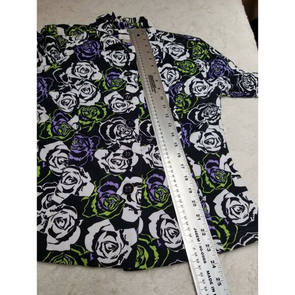 Christopher & Banks Womens Small Stretch Black Floral Button Front Blazer Jacket - Picture 5 of 5